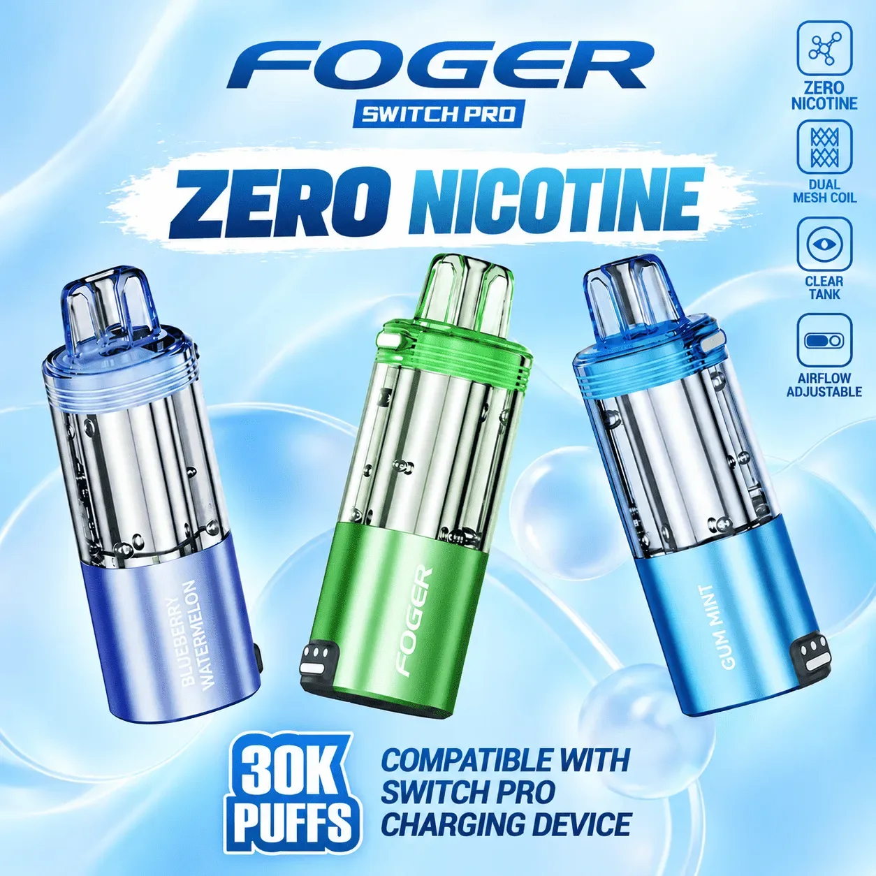 FOGER Switch Pro 30K Disposable (POD) ZERO NICOTINE – 30,000 Puff