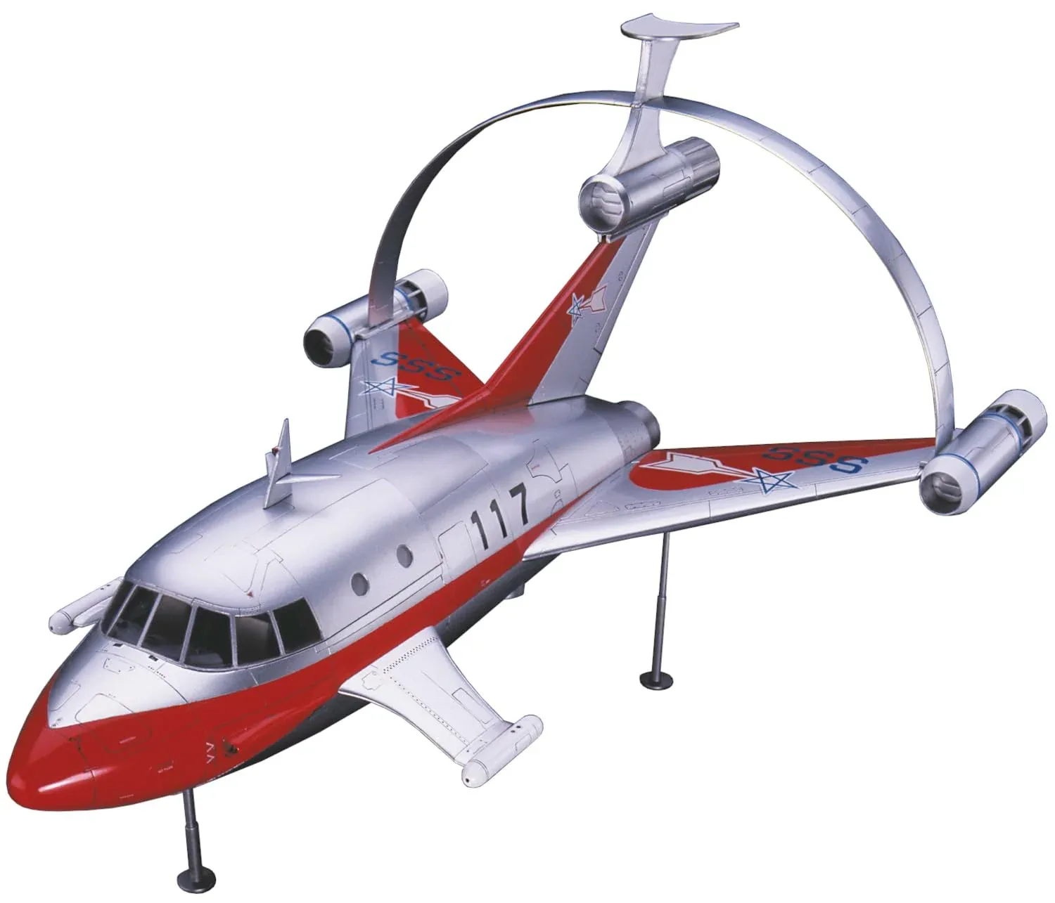 Hasegawa Ultra Mecha Jet Beetle 1/72 Model Kit with Sub-Rocket and Pin Badge