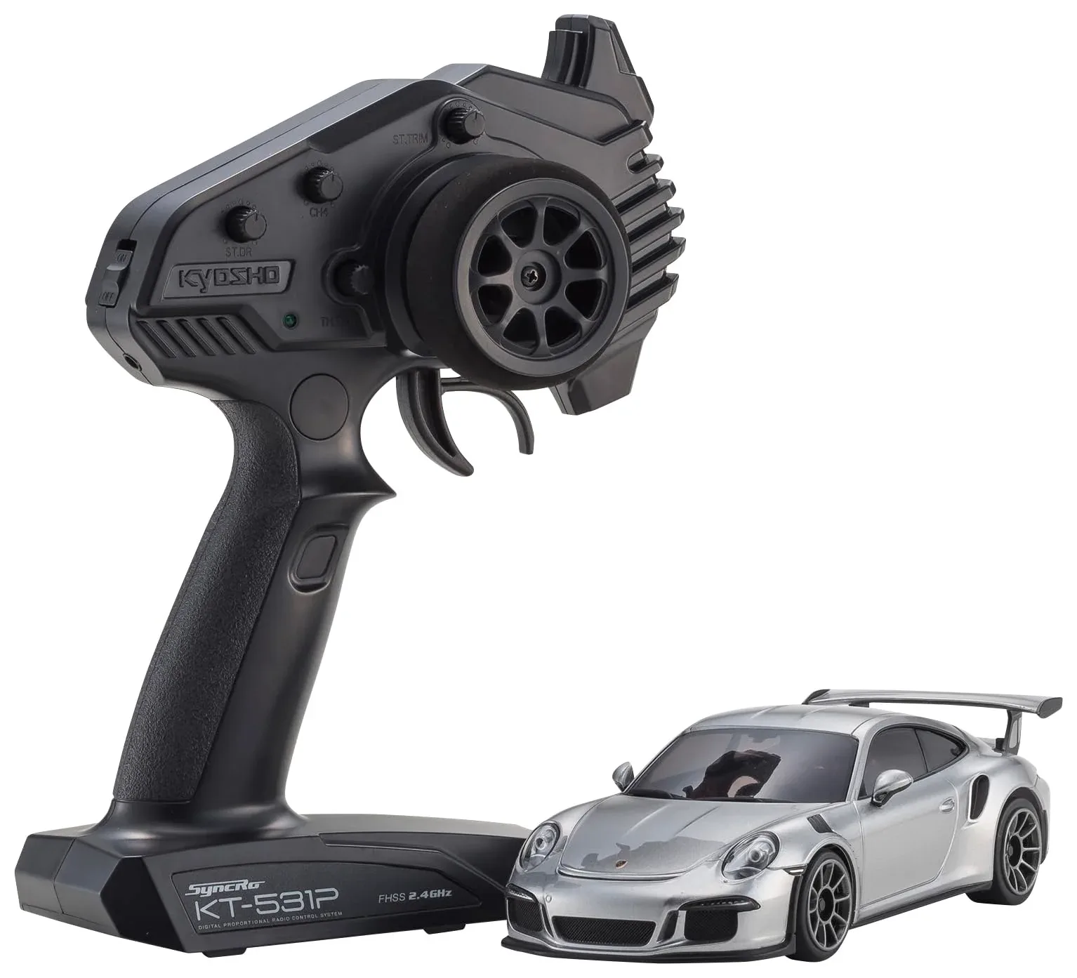 Kyosho Mr04 Rwd Porsche 911 GT3 RS Silver Electric RC Car 32358S