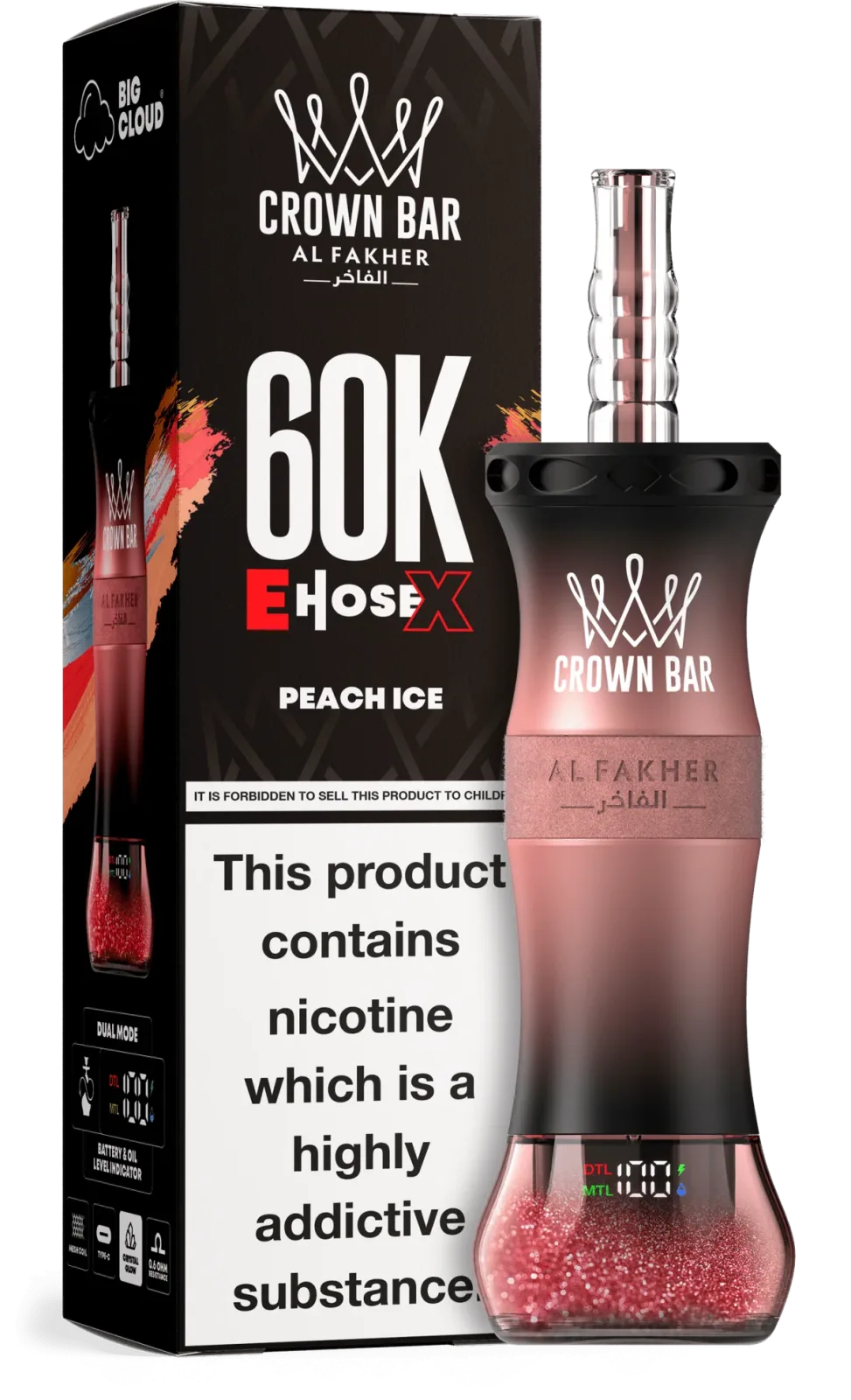 Peach Ice Al Fakher Crown Bar E Hose X 60k