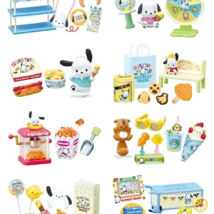 Re-Ment Sanrio Pochacco Amusement Park Wagon Set 8 Pieces PVC & ABS