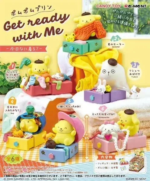 Re-Ment Sanrio Pom Pom Purin "Get Ready" Figure Set Box of 6