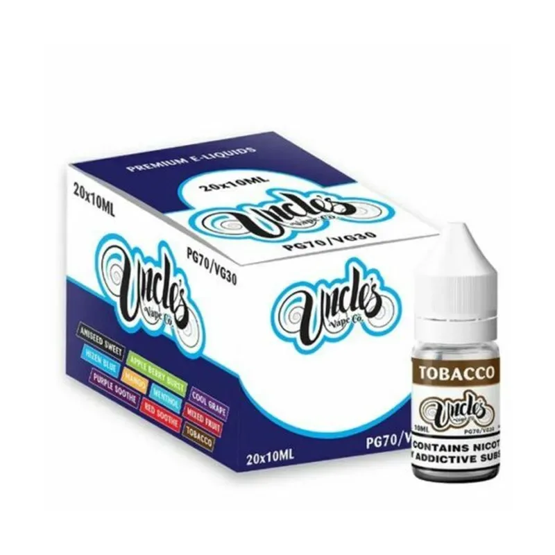 UNCLES VAPE E Liquid Juice 70PG/30VG 10ml x 10 Bottles – 3mg, 6mg, 12mg & 18mg Nicotine Strengths