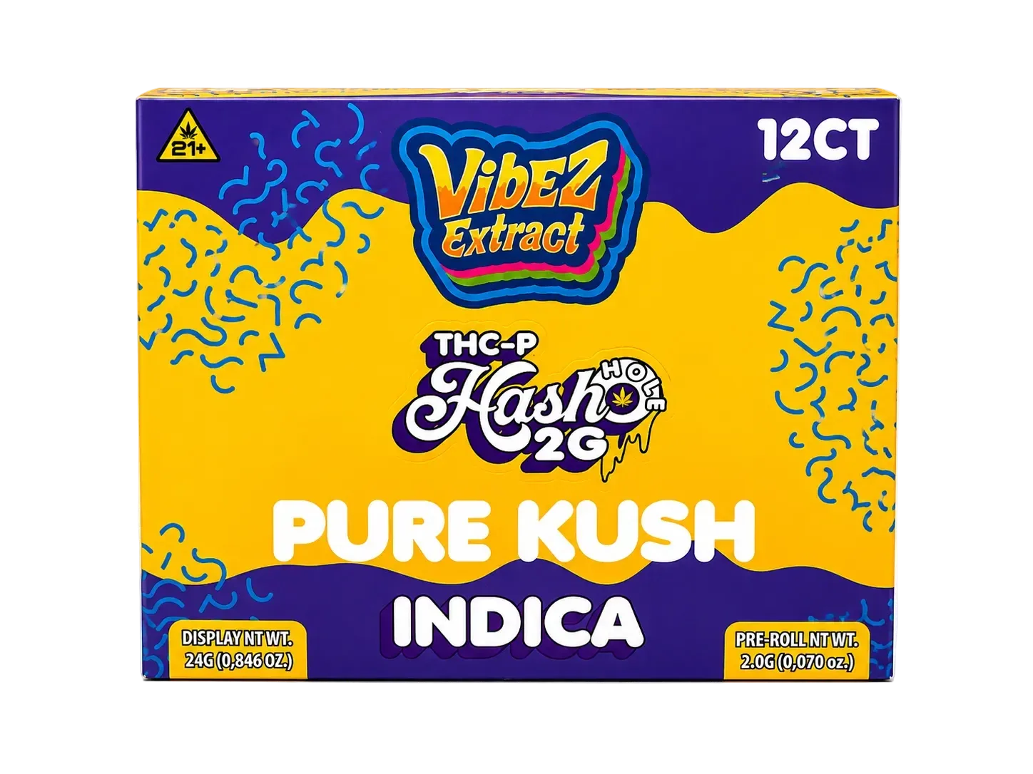 Vibez Extract THCp Pre-roll 2g Hash hole Pure Kush 12ct Box - Indica - Image 2