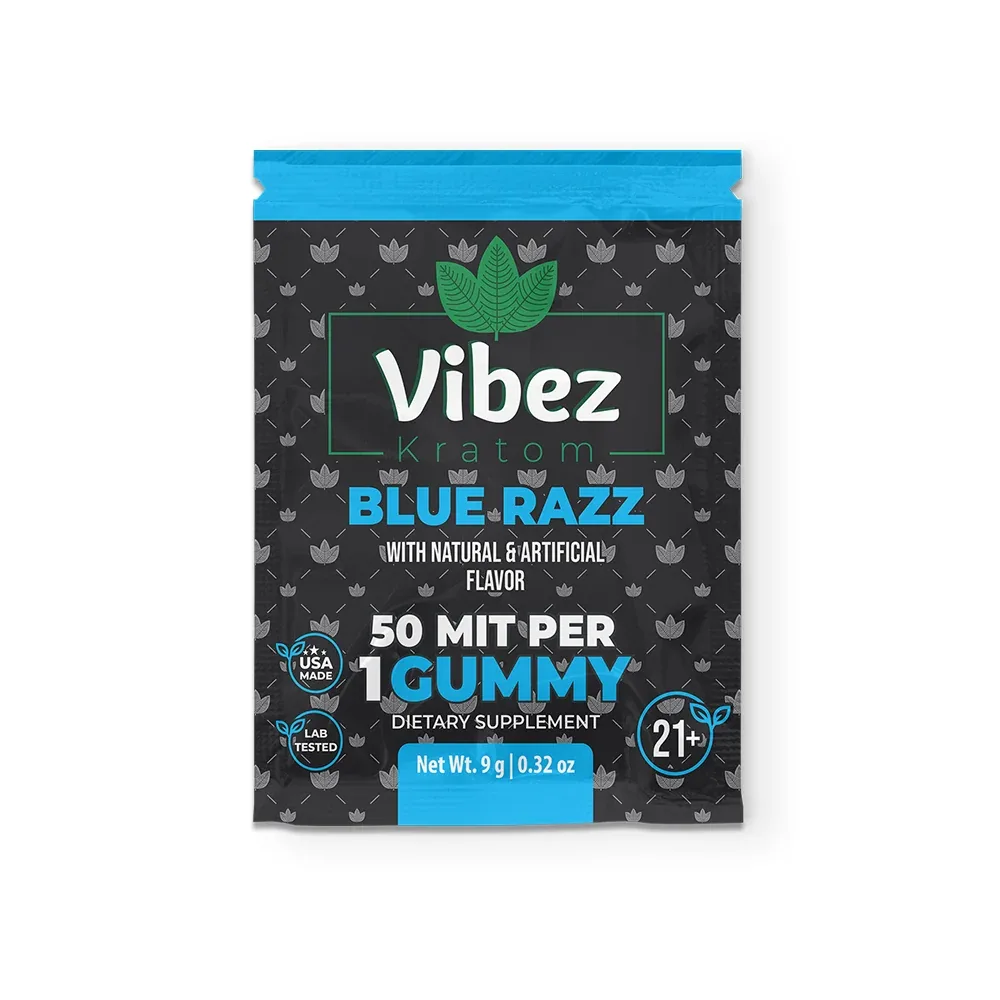 Vibez Kratom Gummy 50 MIT Blue Razz - Image 2