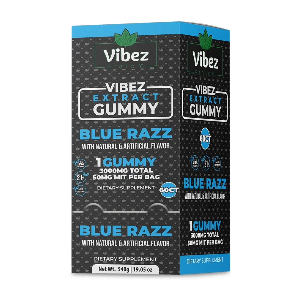Vibez Kratom Gummy 50 Mit Blue Razz Box Of 60 - Image 2